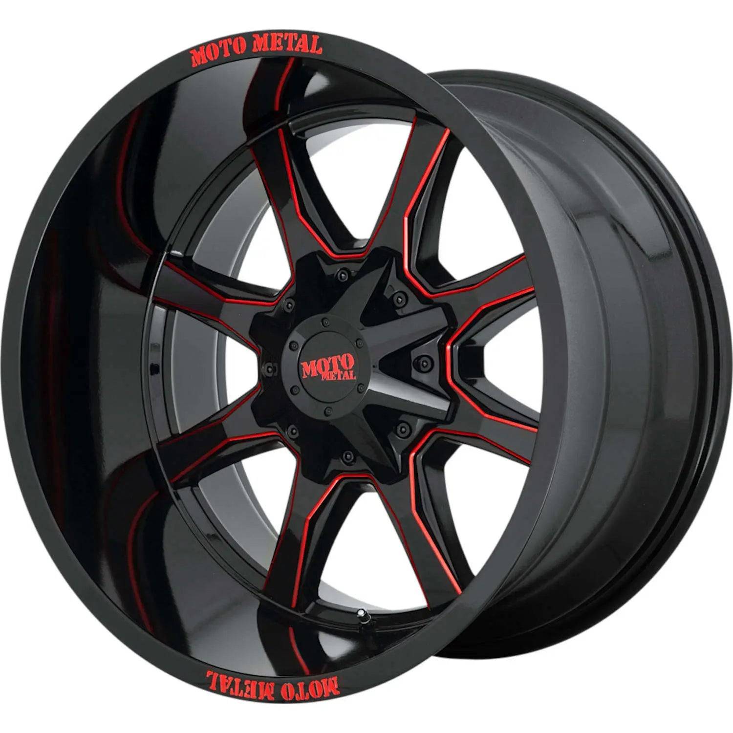 Gloss Black with Milled Red Spoke Edges