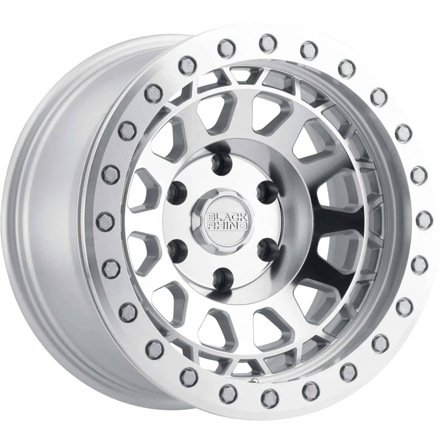 Silver with Polished Spoke Faces and a Machined Simulated Beadlock