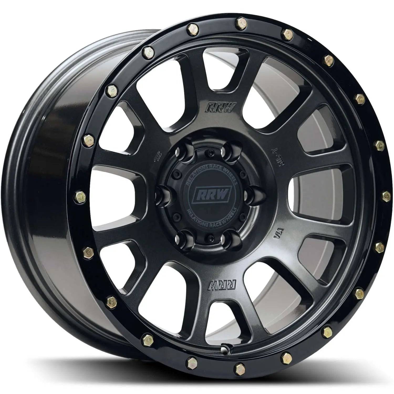 Gloss Gunmetal with a Black Lip and Gold Bolts